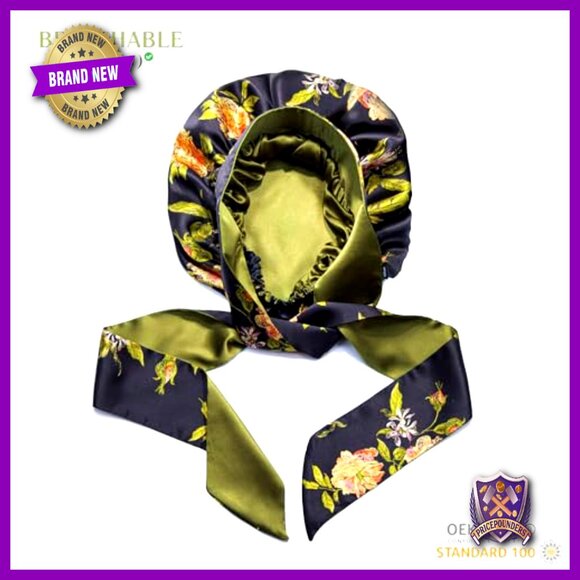 100% Mulberry Silk Hair Bonnet Reversible Sleep Cap with Ties